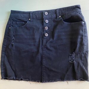 Black high waisted denim skirt
